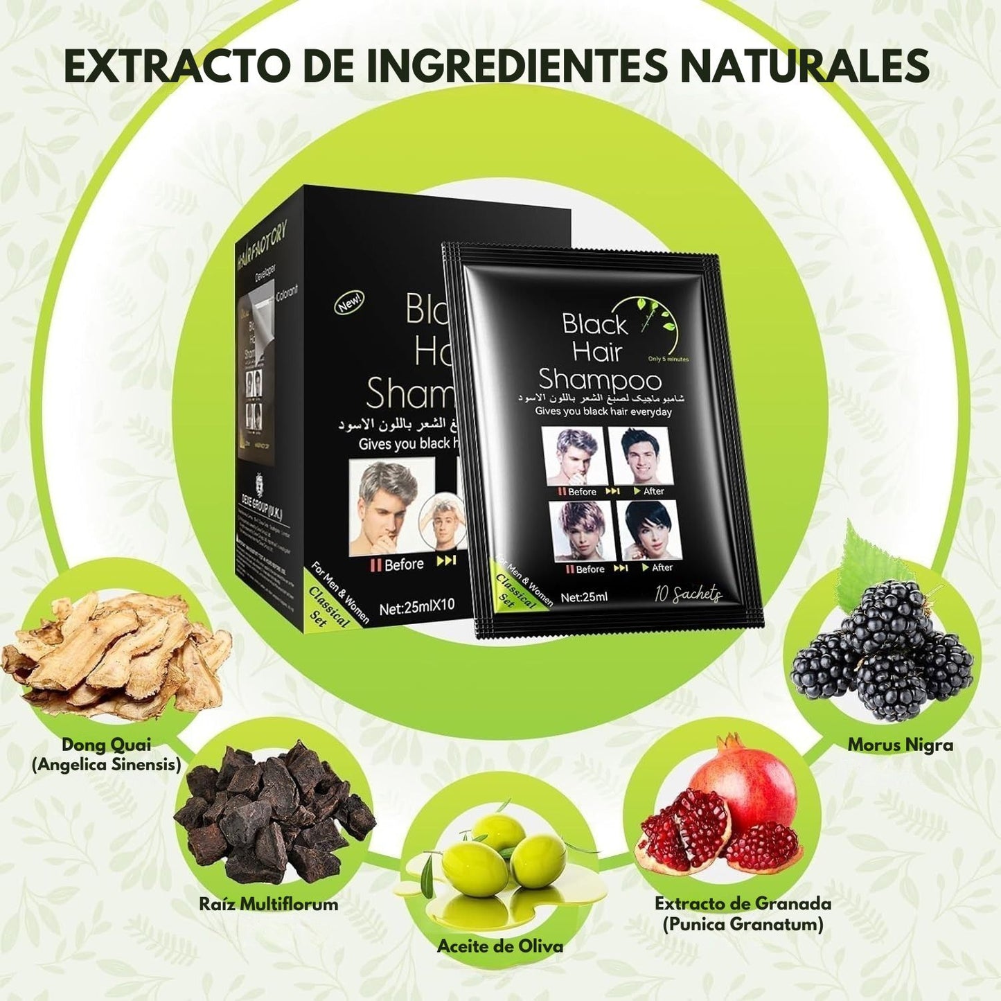 SHAMPOO TINTE O CUBRE CANAS Color NEGRO